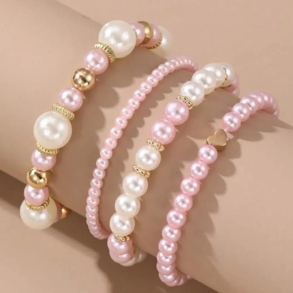 3for$20 4pcs White Pearl Beaded Bracelet Set - Chic And Timeless Women's